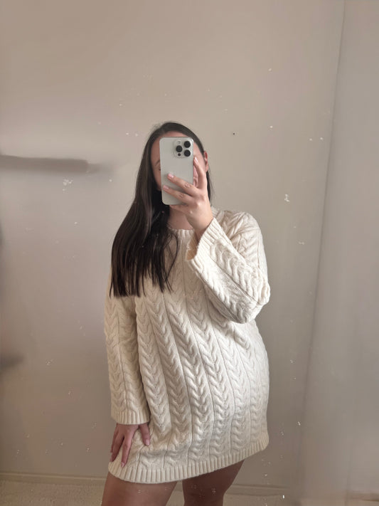 Grobstrick Kleid beige